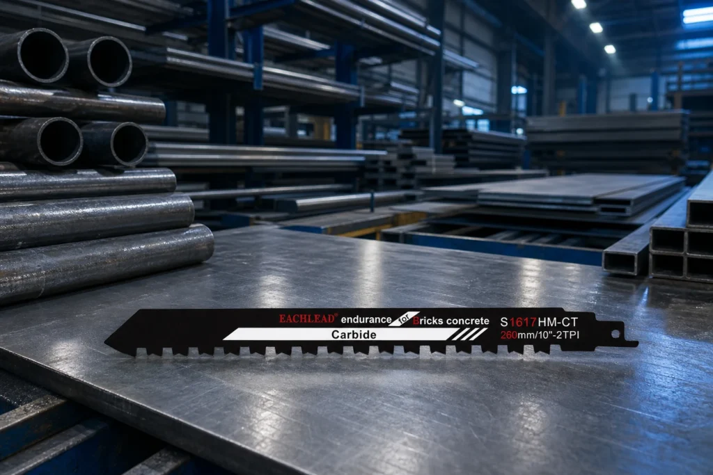cast iron reciprocating saw blade concept illustration (not a product photo)