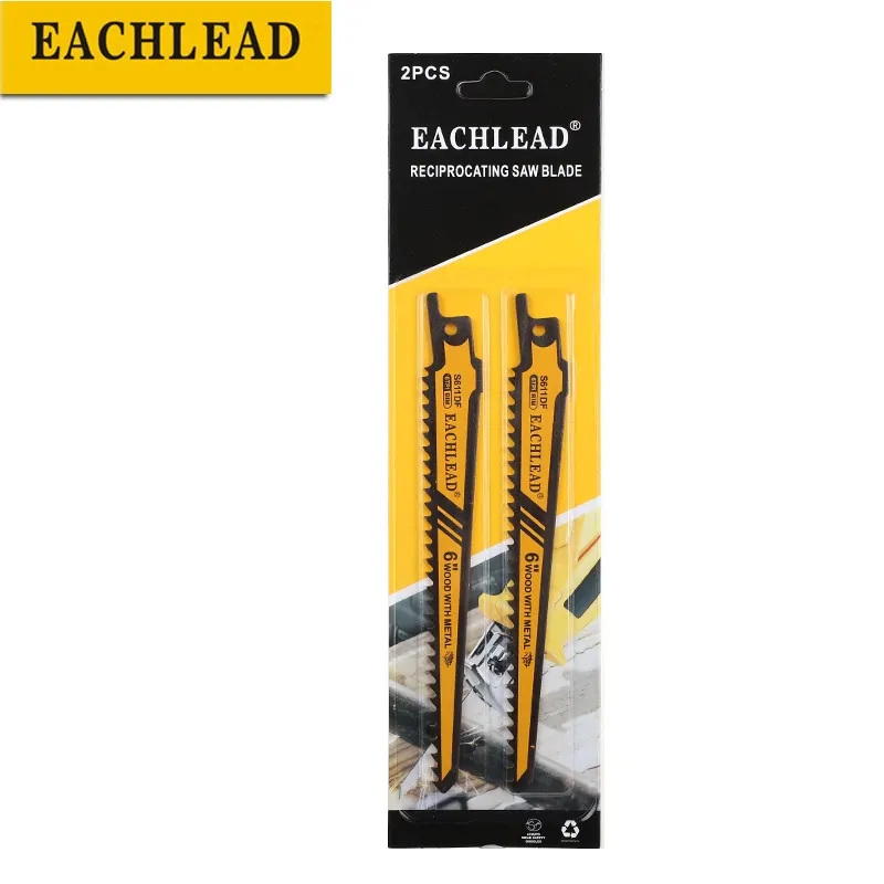 EACHLEAD S611DF 6-inch bi-metal reciprocating saw blade for wood with nails