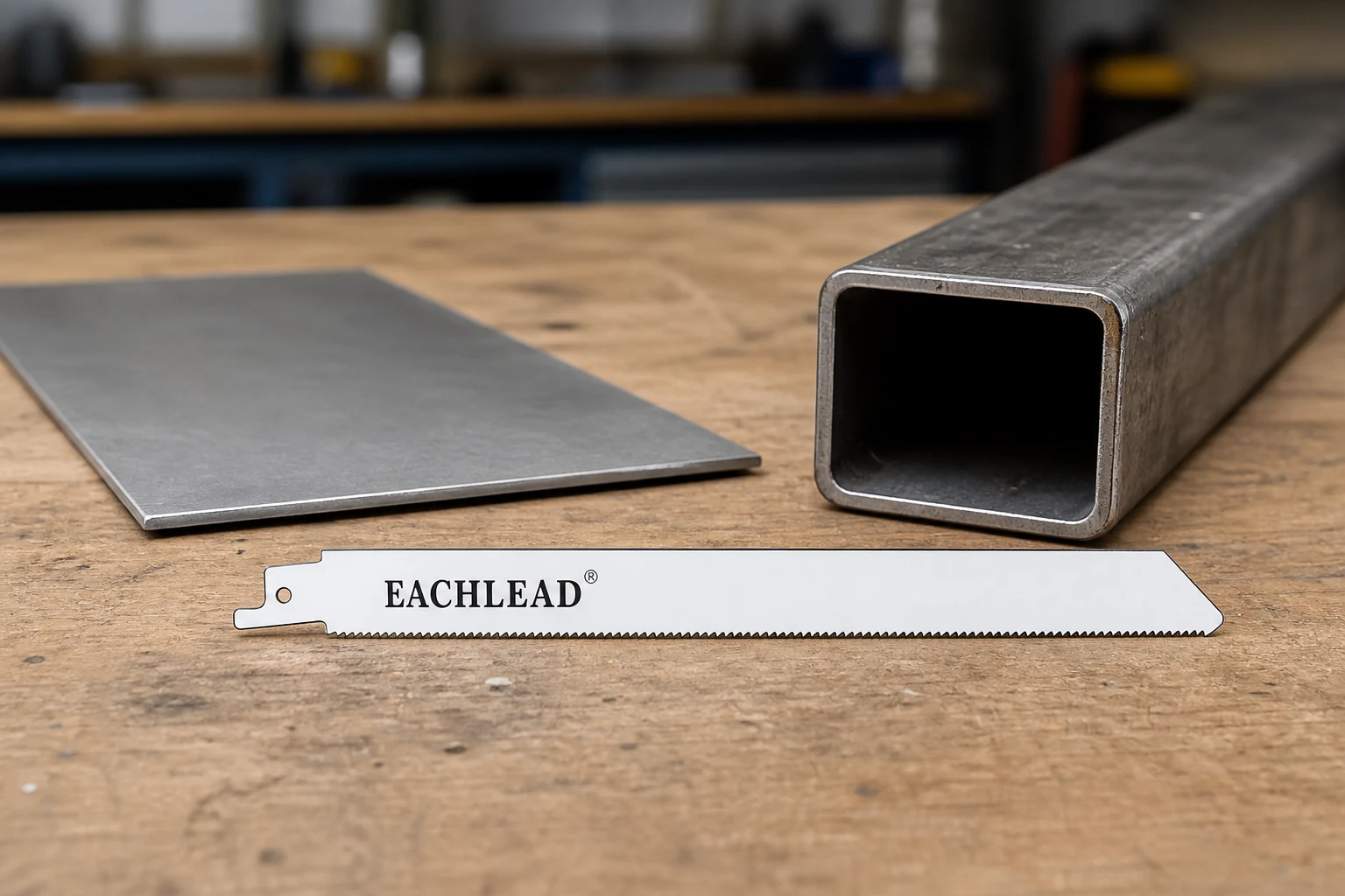 Fine-tooth metal recip blade beside thin sheet and tube for TPI thickness matching