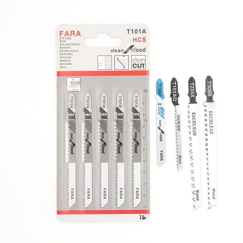 EACHLEAD T101A HCS jigsaw blade package and sample blades