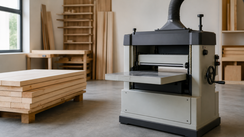 Generic unbranded woodworking planer and plain boards