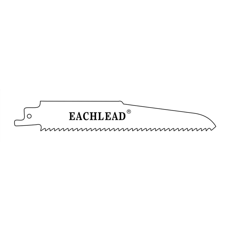 EACHLEAD saw blade silhouette used as a non-product geometry contrast